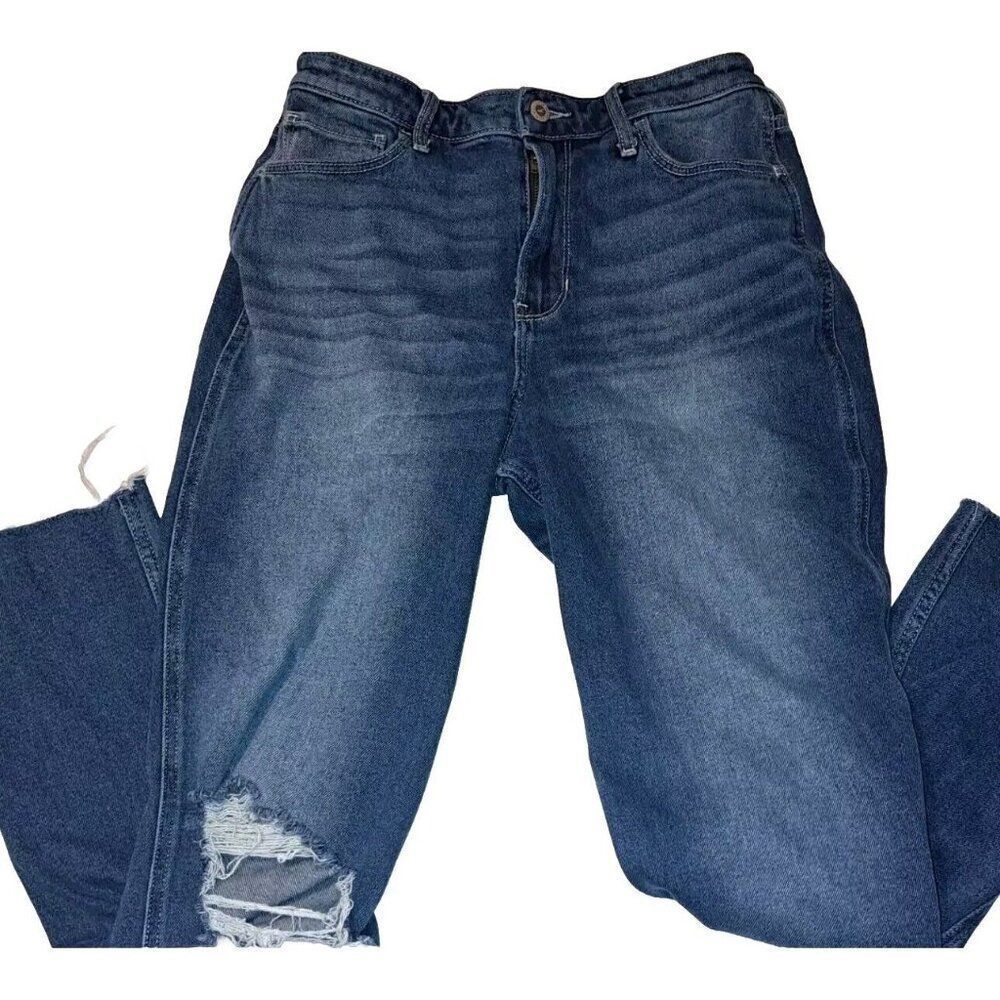 Hollister Women's 7 Long Blue Jeans 28x29 Distressed Raw Hem
